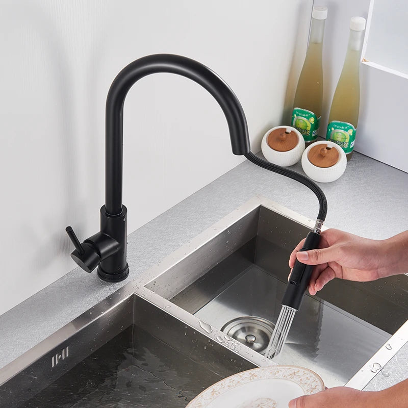 Smart Touch Kitchen Faucet – Brushed Gold Pull Down Sensor Tap with 360° Rotation & Dual Spray - stirhaus