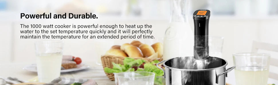 Wi-Fi Sous Vide Precision Cooker – 1000W Immersion Circulator with Digital Controls - stirhaus
