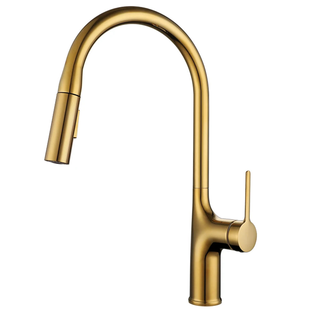Deck-Mounted Pull-Out Kitchen Faucet with Single Handle, Hot & Cold Mixer - stirhaus
