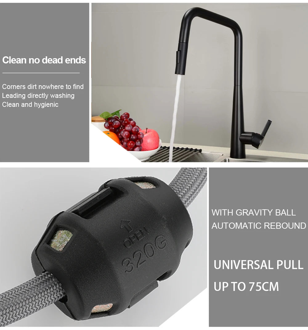 Deck-Mounted Pull-Out Kitchen Faucet with Single Handle, Hot & Cold Mixer - stirhaus