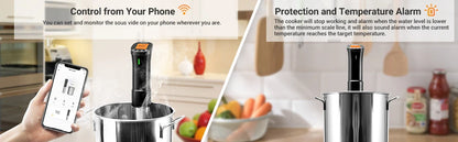 Wi-Fi Sous Vide Precision Cooker – 1000W Immersion Circulator with Digital Controls - stirhaus