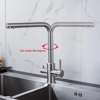 Dual Handle Filtered Drinking Water Kitchen Faucet – Stainless Steel Brushed Nickel - stirhaus