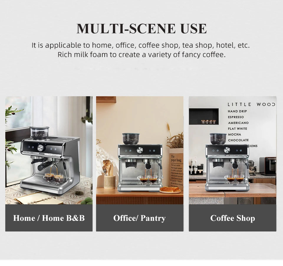 20-Bar Commercial Espresso Machine with Grinder & Barista Kit – Professional Coffee Maker - stirhaus