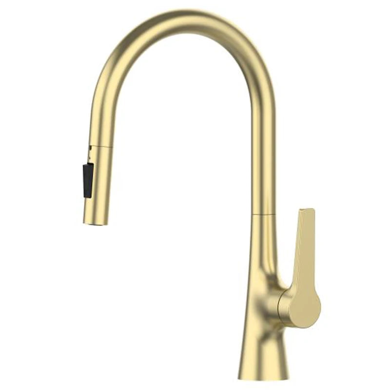 Deck-Mounted Pull-Out Kitchen Faucet with Single Handle, Hot & Cold Mixer - stirhaus