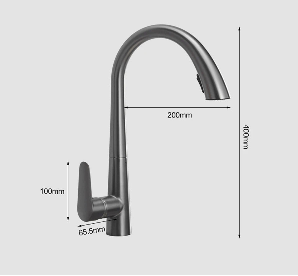 Pull-Out Kitchen Faucet – Single Handle Hot & Cold Mixer with 360° Rotation - stirhaus