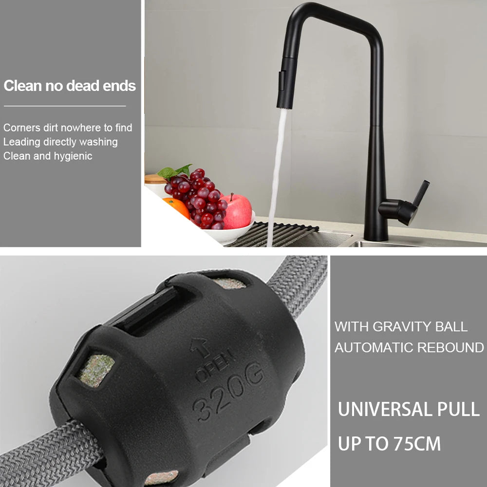Deck-Mounted Pull-Out Kitchen Faucet with Single Handle, Hot & Cold Mixer - stirhaus