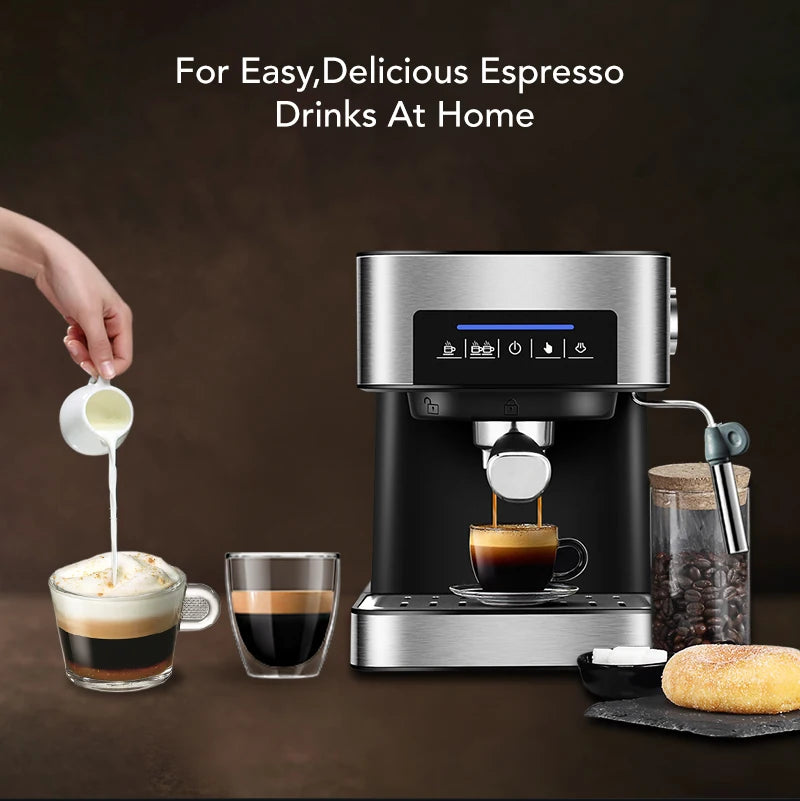 20 Bar Espresso Coffee Machine with Milk Frother Wand – Italian Style Cappuccino & Latte Maker - stirhaus
