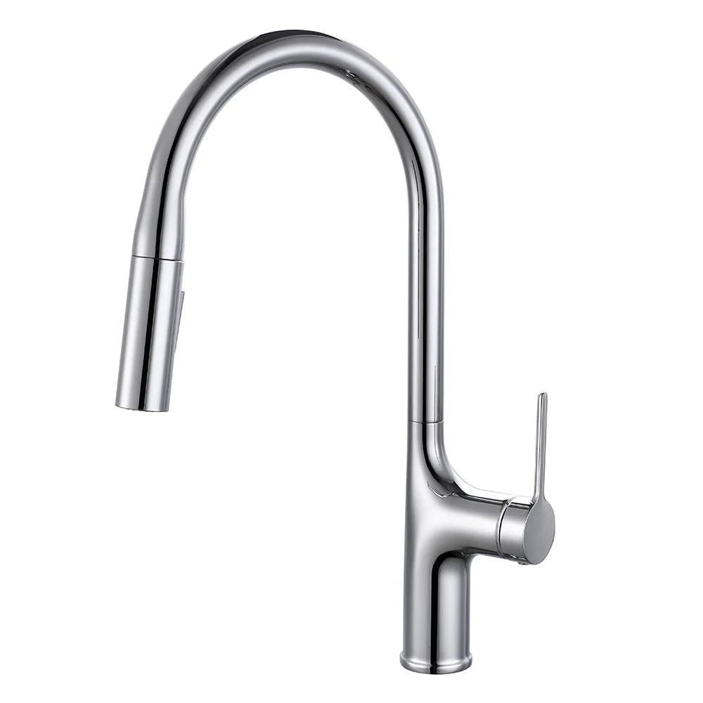 Deck-Mounted Pull-Out Kitchen Faucet with Single Handle, Hot & Cold Mixer - stirhaus