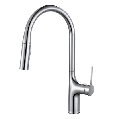 Deck-Mounted Pull-Out Kitchen Faucet with Single Handle, Hot & Cold Mixer - stirhaus