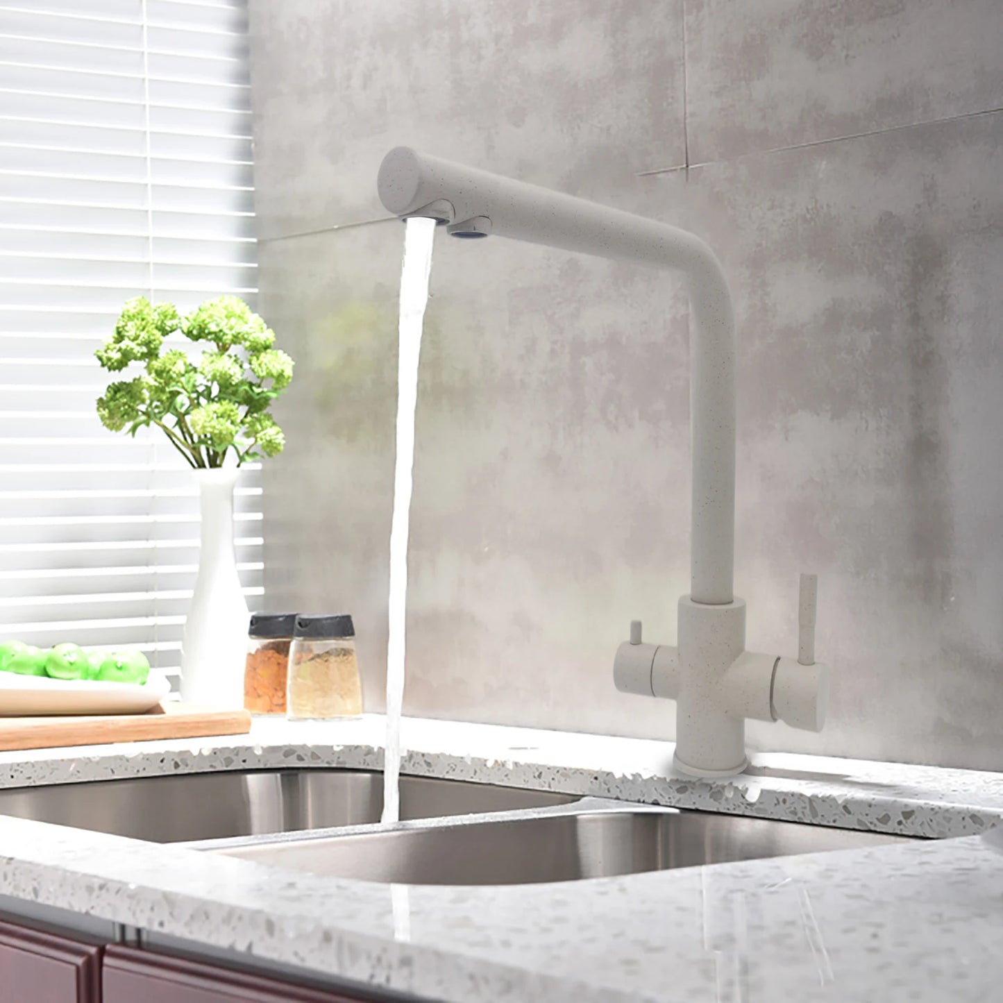 Dual Handle Filtered Drinking Water Kitchen Faucet – Stainless Steel Brushed Nickel - stirhaus