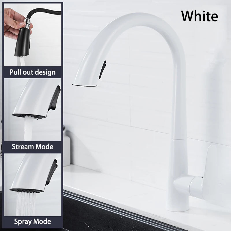 Pull-Out Kitchen Faucet – Single Handle Hot & Cold Mixer with 360° Rotation - stirhaus
