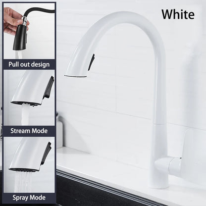 Pull-Out Kitchen Faucet – Single Handle Hot & Cold Mixer with 360° Rotation - stirhaus