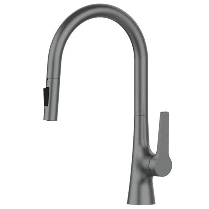 Deck-Mounted Pull-Out Kitchen Faucet with Single Handle, Hot & Cold Mixer - stirhaus