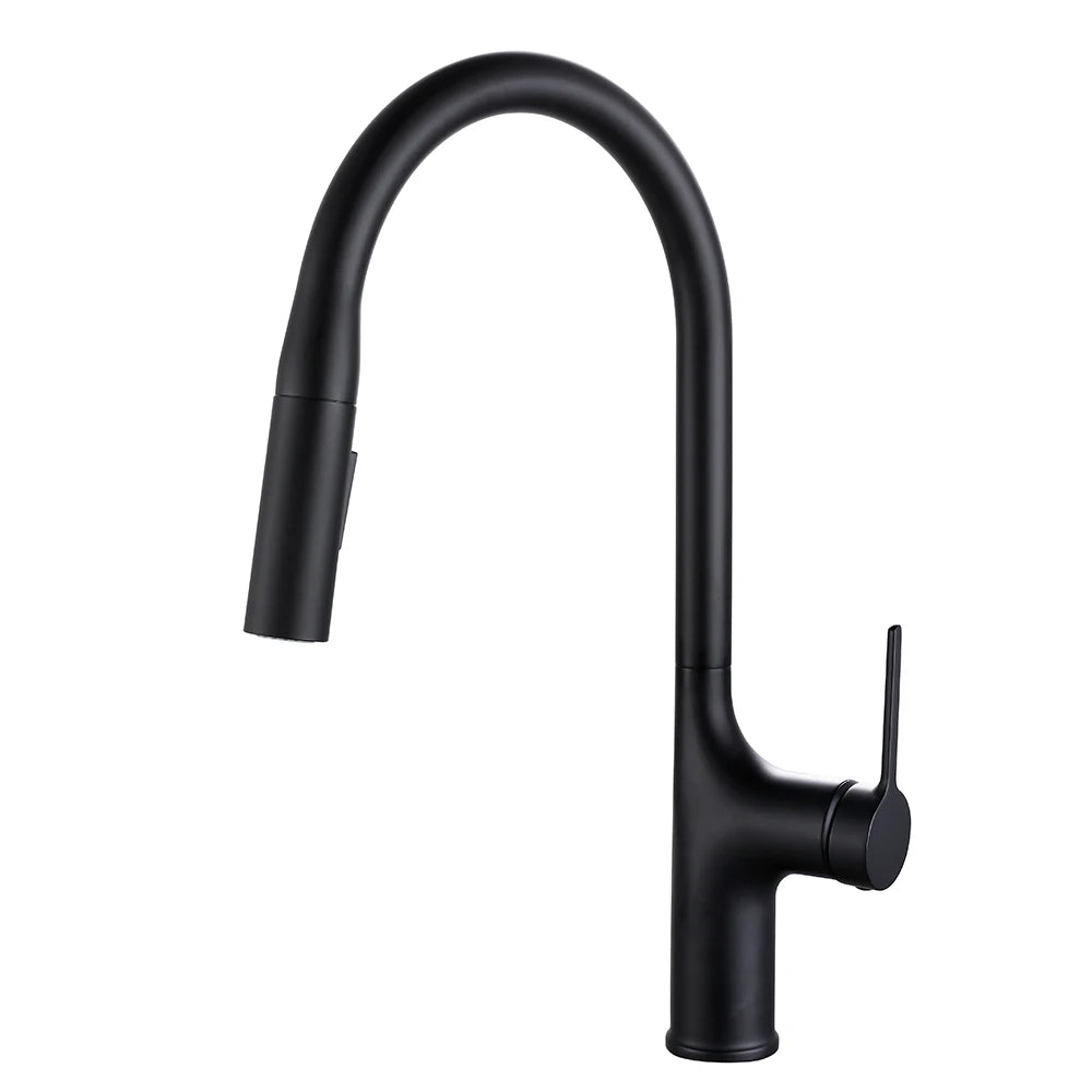 Deck-Mounted Pull-Out Kitchen Faucet with Single Handle, Hot & Cold Mixer - stirhaus