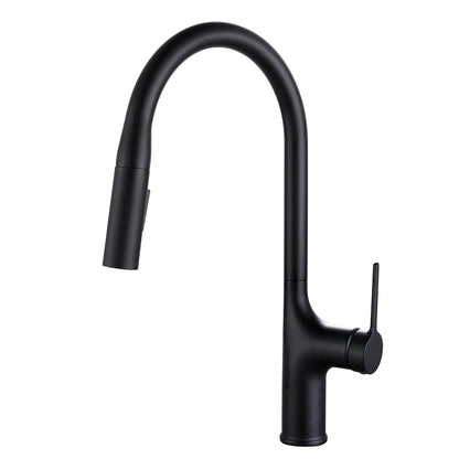 Deck-Mounted Pull-Out Kitchen Faucet with Single Handle, Hot & Cold Mixer - stirhaus