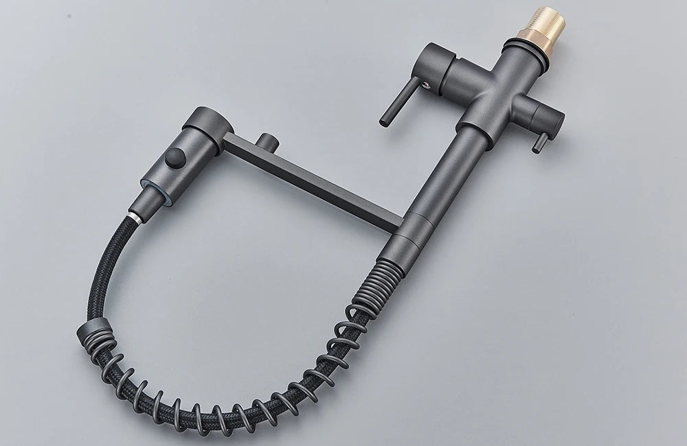 Pull-Down 3-Way Kitchen Faucet – Brass Filter Tap with Hot, Cold & Purified Water - stirhaus