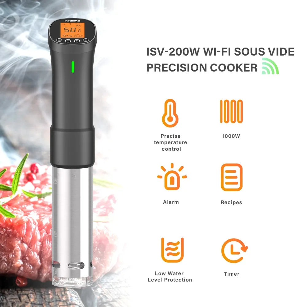 Wi-Fi Sous Vide Precision Cooker – 1000W Immersion Circulator with Digital Controls - stirhaus