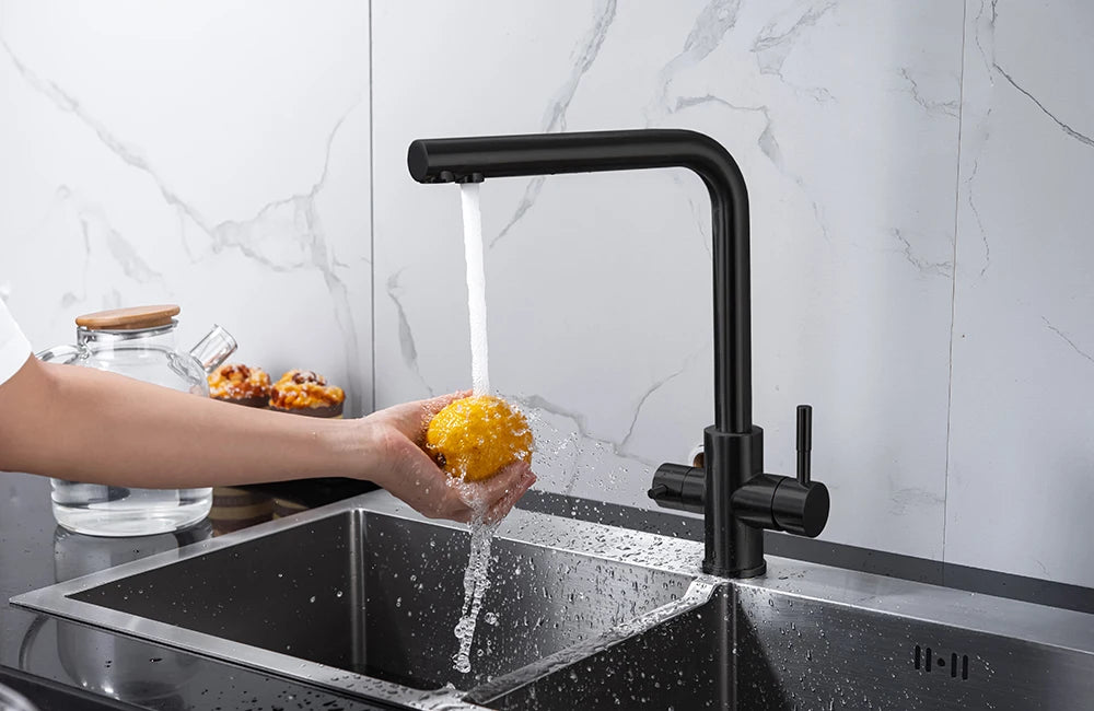 Dual Handle Filtered Drinking Water Kitchen Faucet – Stainless Steel Brushed Nickel - stirhaus
