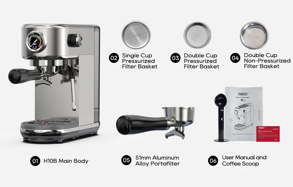 20-Bar Semi-Automatic Espresso Machine with Adjustable Temperature – Slim Coffee Maker - stirhaus