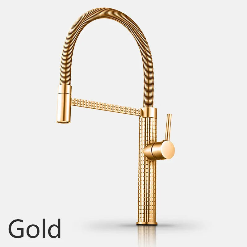Matte Kitchen Faucet – Brass Single Handle Pull-Down Spring Sink Tap - stirhaus