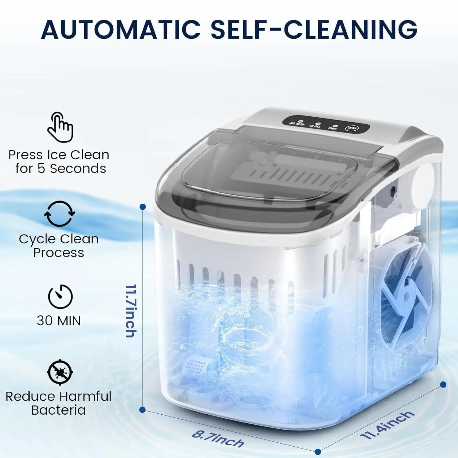 Portable Countertop Ice Maker – 26 lbs/Day Bullet Ice Machine with Self-Cleaning - stirhaus