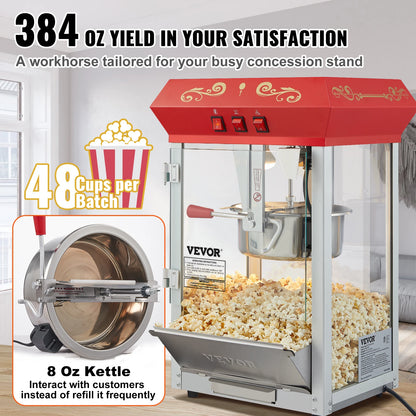 Electric Popcorn Maker – 8oz & 12oz Commercial Popper Machine with SUS304 Heating Tube, Scoop & Spoon - stirhaus