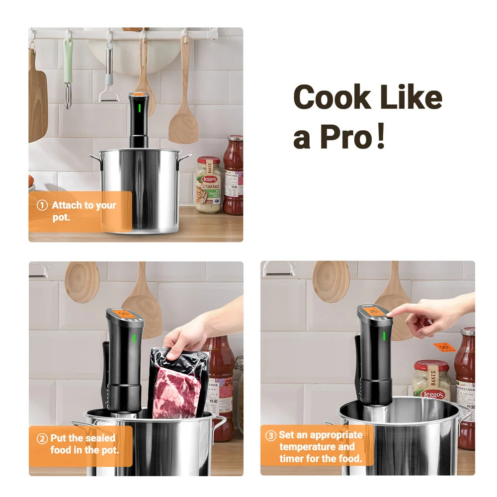 Wi-Fi Sous Vide Precision Cooker – 1000W Immersion Circulator with Digital Timer - stirhaus