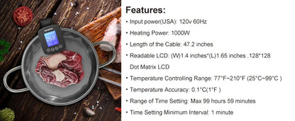 Wi-Fi Sous Vide Precision Cooker – 1000W Immersion Circulator with Digital Controls - stirhaus