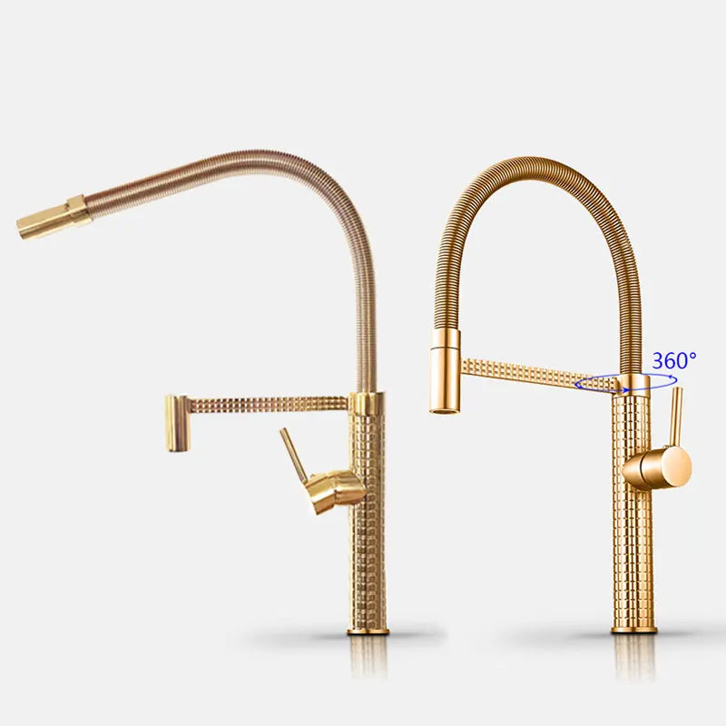 Matte Kitchen Faucet – Brass Single Handle Pull-Down Spring Sink Tap - stirhaus