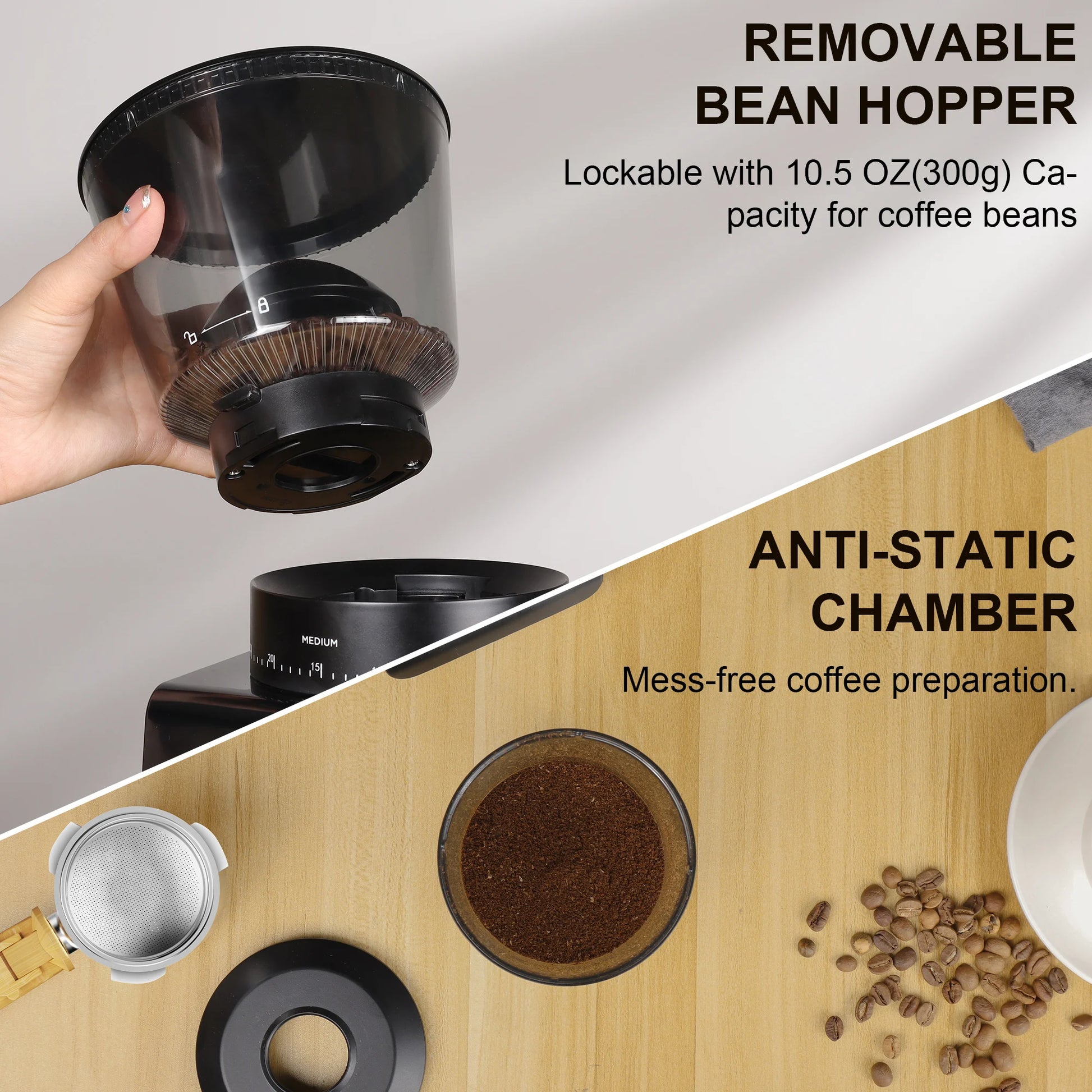 Automatic Burr Coffee Grinder BG706 – 30 Grind Settings, Conical Burr, LCD Timer - stirhaus