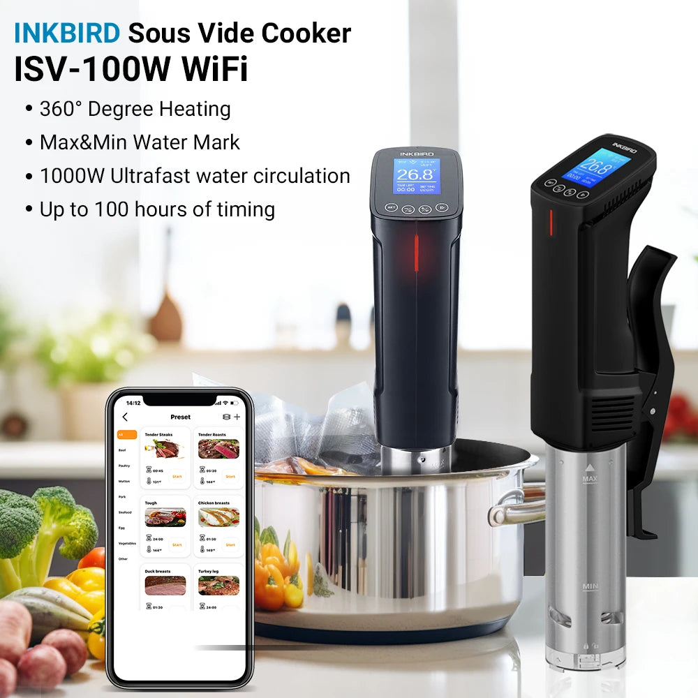Wi-Fi Sous Vide Precision Cooker – 1000W Immersion Circulator with Digital Controls - stirhaus