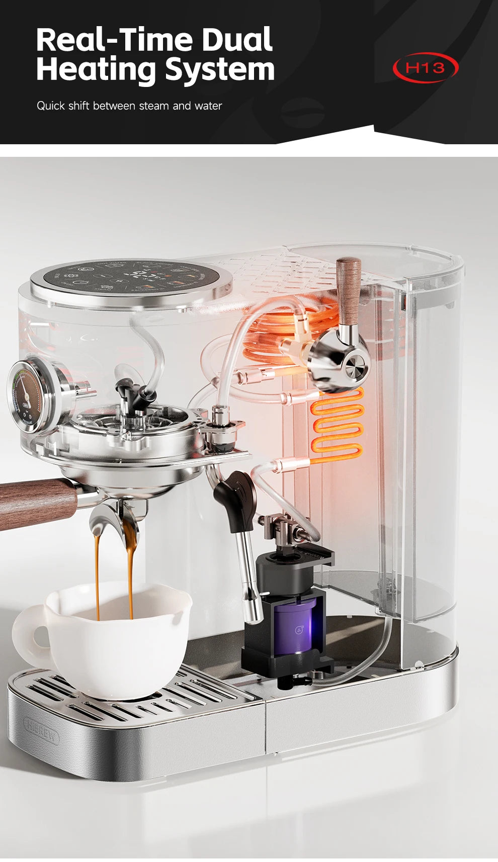 Semi-Automatic Espresso Machine – 20 Bar, 3-Level Temp Control, Cold/Hot Coffee Maker - stirhaus