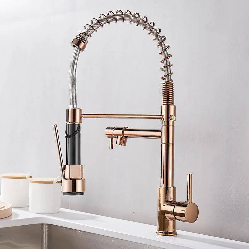 Stainless Steel Kitchen Faucet – Single Handle 360° Spring Spout Mixer - stirhaus