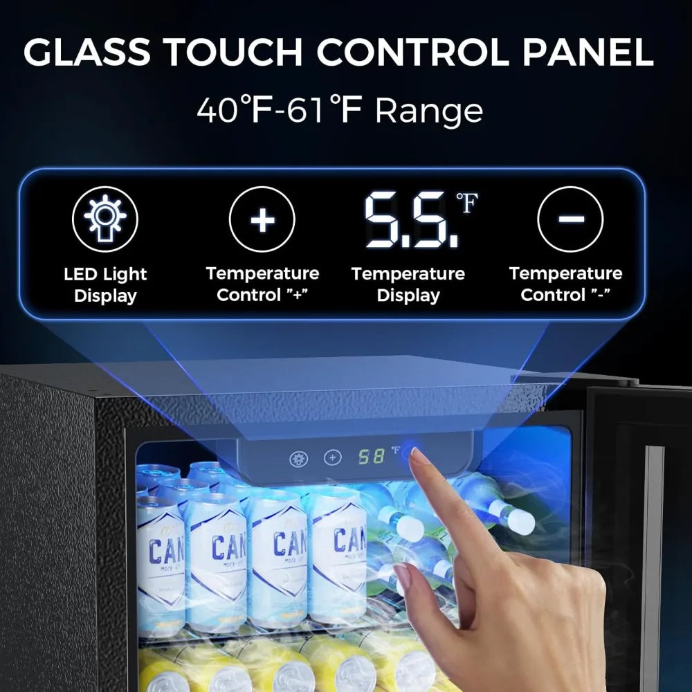 68-Can Beverage Refrigerator – Compact Mini Fridge with Glass Door & Digital Temp Control - stirhaus