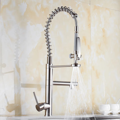 Tall Kitchen Faucet – Single Handle Brass Mixer with Pull-Down Spray & 360° Swivel - stirhaus