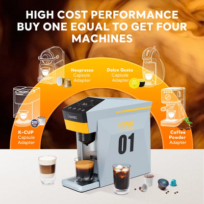 4-in-1 Capsule Coffee Machine with 19-Bar Pressure – Compatible with Pods & Ground Coffee - stirhaus