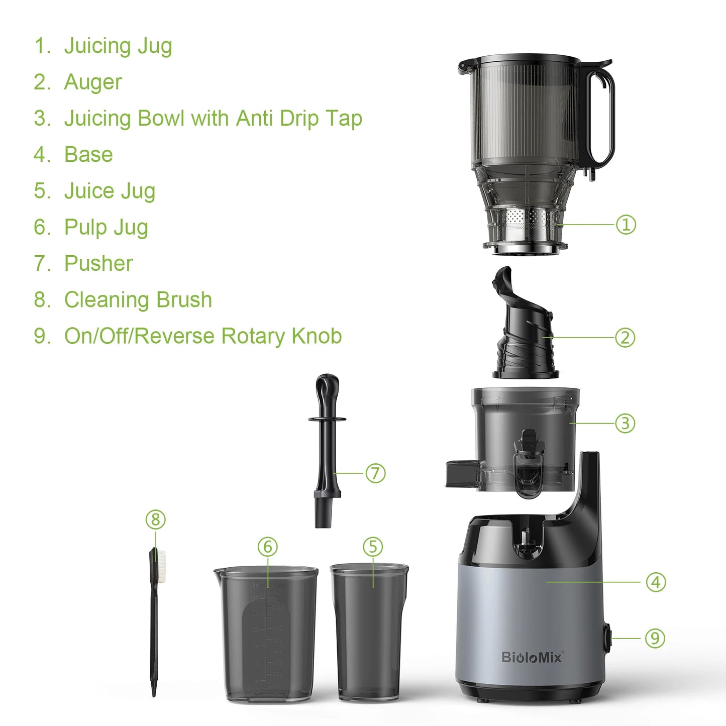 Cold Press Juicer with 130mm Wide Chute, Triple Filter & BPA-Free Design - stirhaus