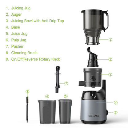 Cold Press Juicer with 130mm Wide Chute, Triple Filter & BPA-Free Design - stirhaus