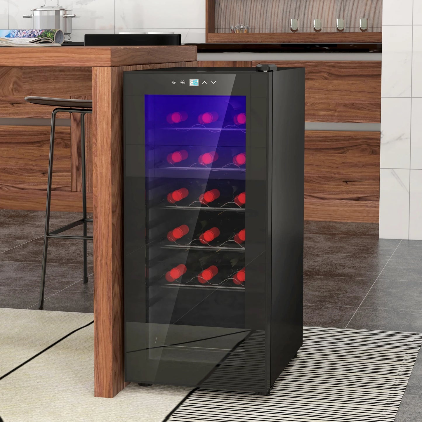 18-Bottle Wine Fridge – Compact 50L Cooler with LED & Touch Control - stirhaus