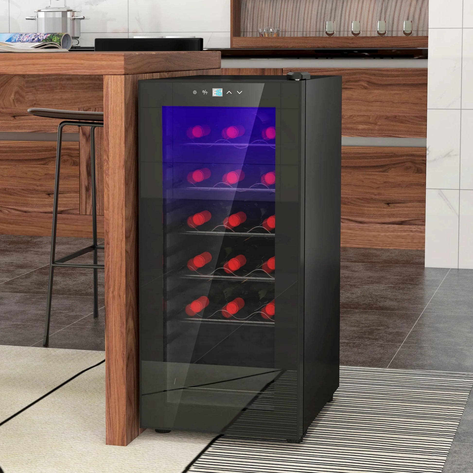 18-Bottle Wine Fridge – Compact 50L Cooler with LED & Touch Control - stirhaus
