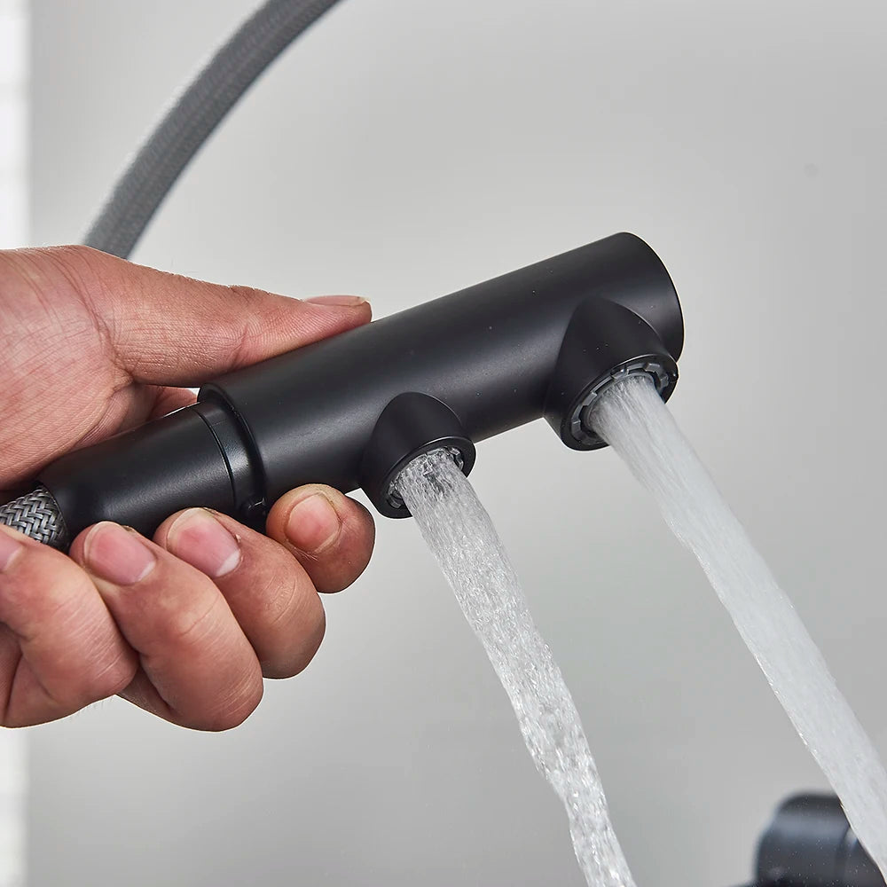 3-Way Kitchen Faucet – Dual Handle Pull-Out Filter Tap for Hot, Cold & Purified Water - stirhaus