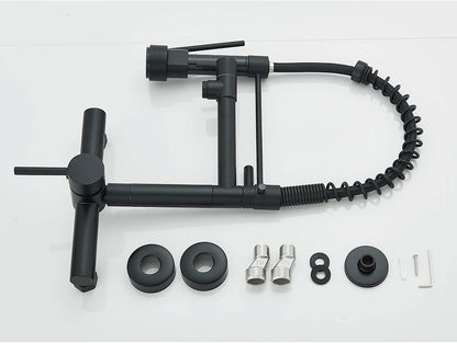 Wall-Mounted Kitchen Faucet with Dual Handles & Spring Swivel Spouts - stirhaus