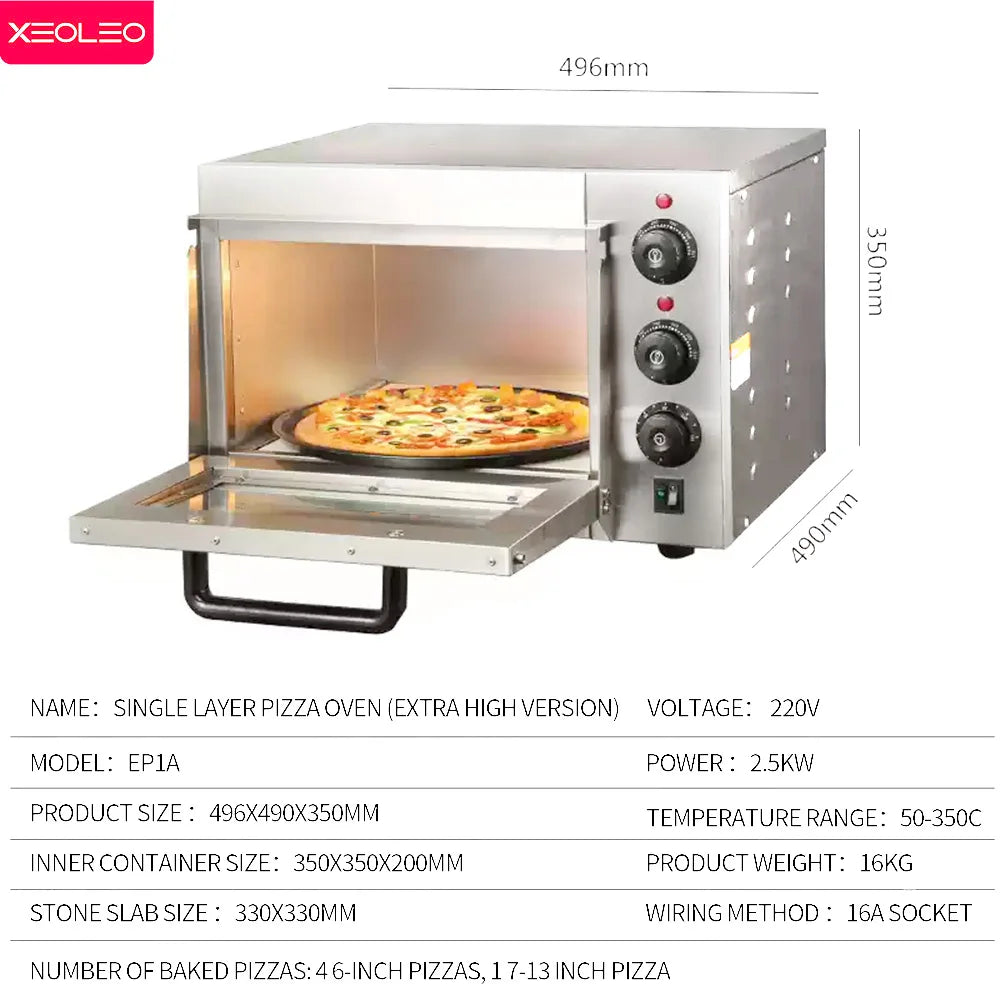 13" Electric Pizza Oven with Stone – 2500W Commercial Stainless Steel Baking Oven - stirhaus