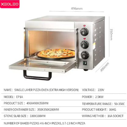 13" Electric Pizza Oven with Stone – 2500W Commercial Stainless Steel Baking Oven - stirhaus