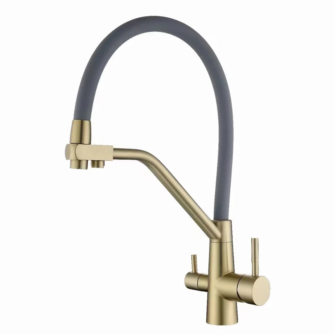 Stainless Steel Kitchen Faucet with Filtered Water, Dual Handle Hot & Cold Mixer - stirhaus