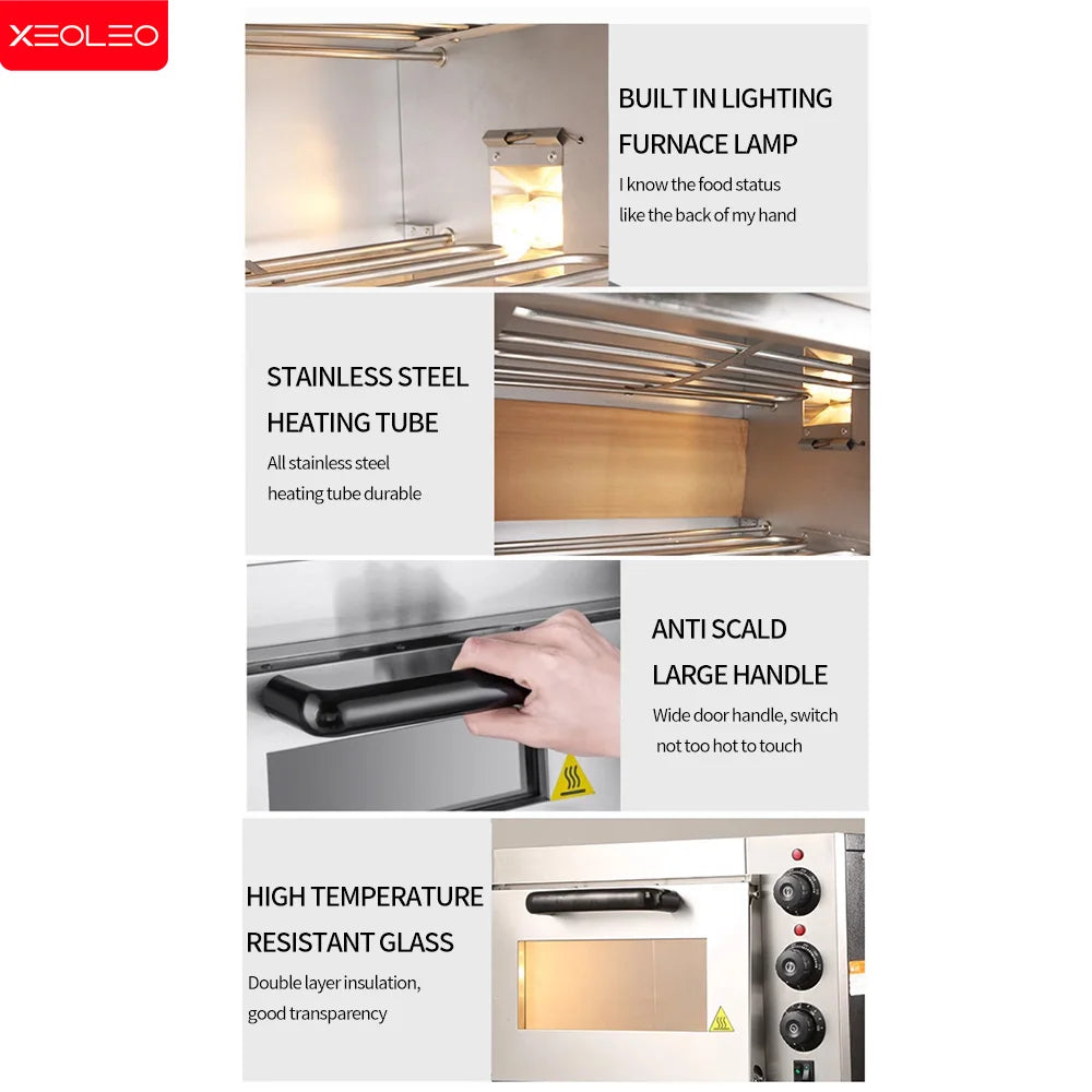 13" Electric Pizza Oven with Stone – 2500W Commercial Stainless Steel Baking Oven - stirhaus