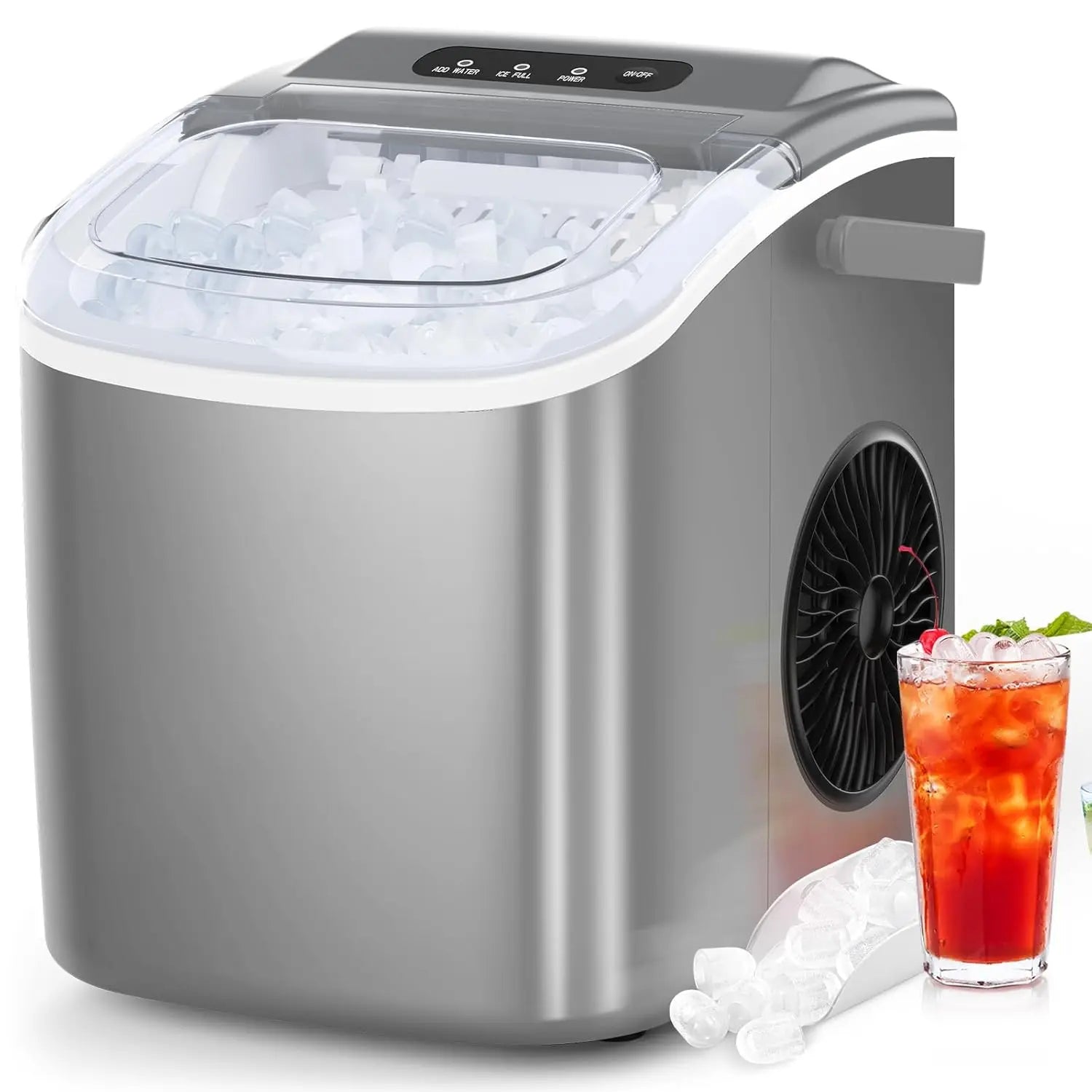 Portable Countertop Ice Maker – 26 lbs/Day Bullet Ice Machine with Self-Cleaning - stirhaus