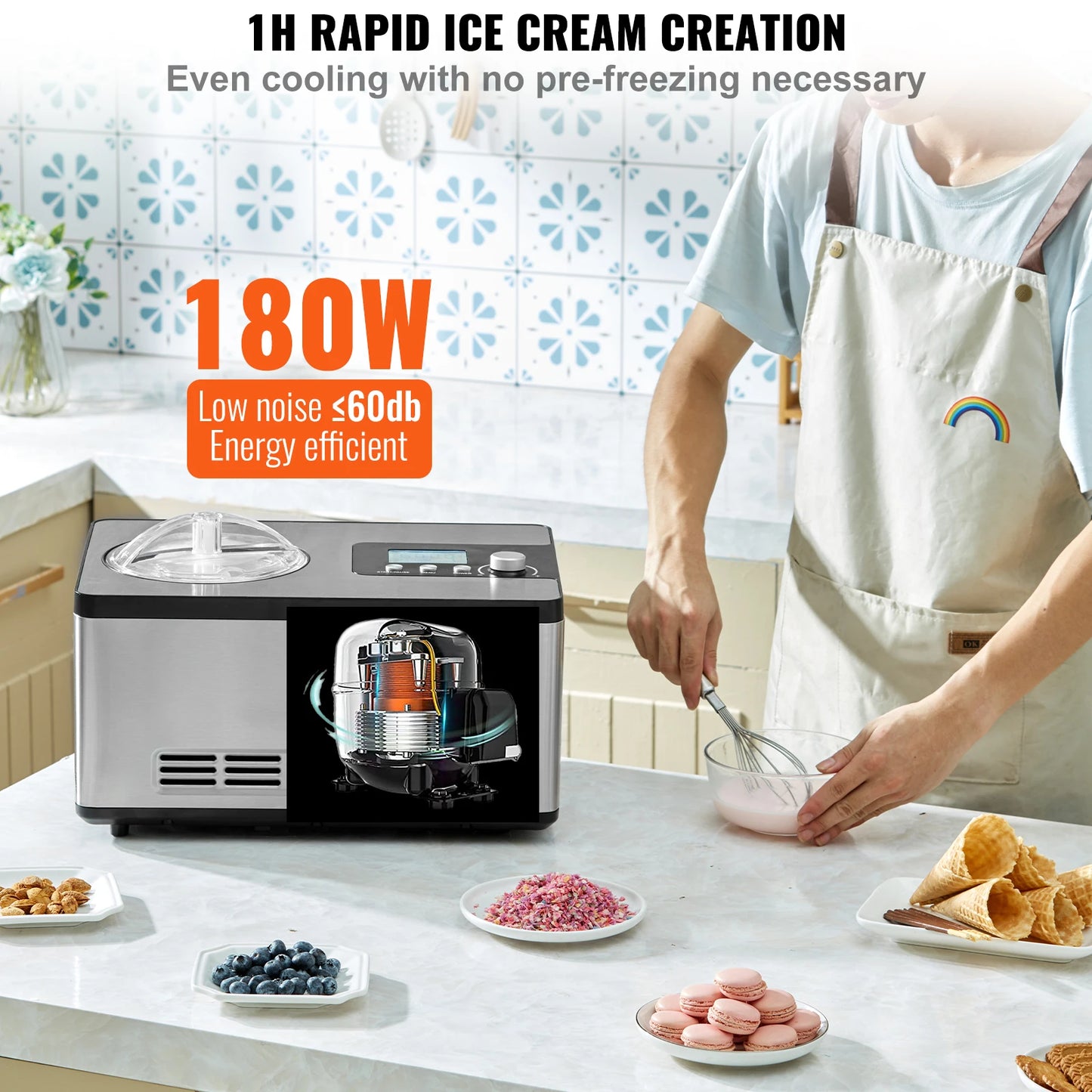 2-Quart Automatic Ice Cream Maker with Built-In Compressor – Frozen Yogurt & Sorbet Machine - stirhaus