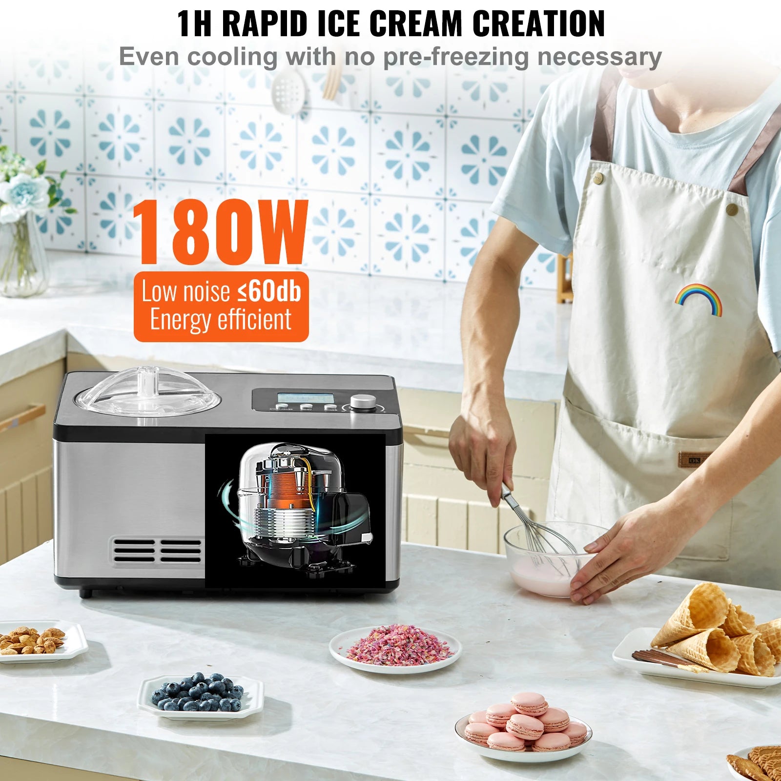 2-Quart Automatic Ice Cream Maker with Built-In Compressor – Frozen Yogurt & Sorbet Machine - stirhaus