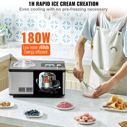 2-Quart Automatic Ice Cream Maker with Built-In Compressor – Frozen Yogurt & Sorbet Machine - stirhaus